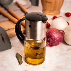 HUDSON - Aceitero y Vinagrero de Vidrio 200 ml Cabezal de Acero Inoxidable