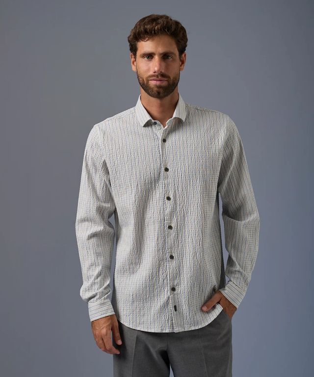 Camisa Seersucker Rayas Classic Fit Hombre