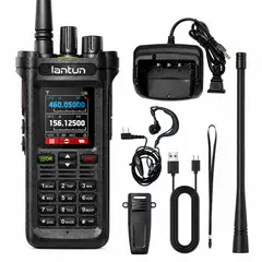 OEM - Radio Walkie Talkie Profesional LANTUN LT-R7 10W Doble Banda VHF UHF USB C 6800mAh