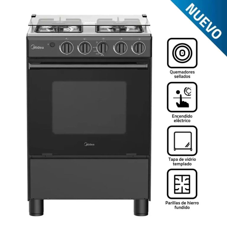Cocina de Pie MGS24FS2LFABBC-PE a Gas 4 Hornillas Negra