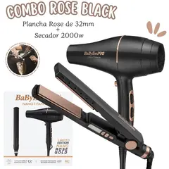 Babyliss Pro - Combo BabylissPro Edicion Ilimitada Plancha Black Rose+ Secador Nano Rose - BNTRGPP43PE
