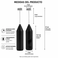 GENERICO - ESPUMADOR BATIDOR DE LECHE Y CAFE ELECTRICO PORTÁTIL MANUAL EN ACERO INOXIDABLE - PILA AA