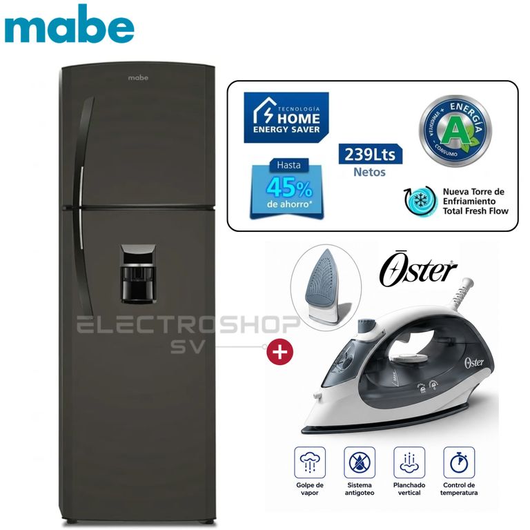 Refrigeradora 239L RMA255FYPG Grafito + Plancha Oster
