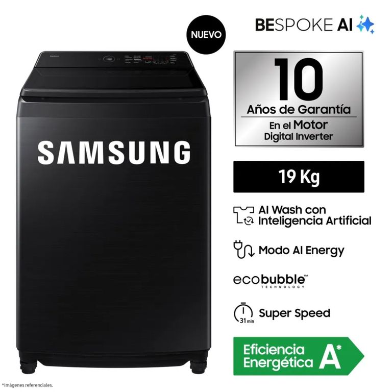 Lavadora 19 Kg AI Wash EcoBubble WA80F19S8BPE Negro