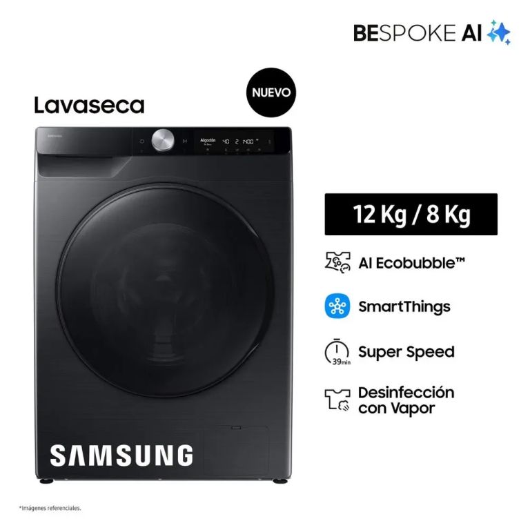 Lavaseca 12Kg y 8kg Bespoke AI Negro WD12FG6B34BBPE