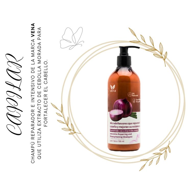 Shampoo reparador e intensivo - Vena - con Extracto de Cebolla Morada