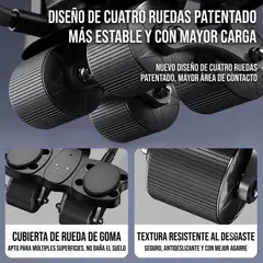 GENERICO - RODILLO ABDOMINAL 3 EN 1 DE 4 RUEDAS 4 CODERAS + TABLERO DE FLEXIONES COLOR NEGRO