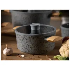 HUDSON - Cacerola Olla de Aluminio Forjado Antiadherente 20cm Stone