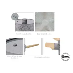 HUDSON - Cacerola Olla de Aluminio Forjado Antiadherente 28cm Stone con Tapa