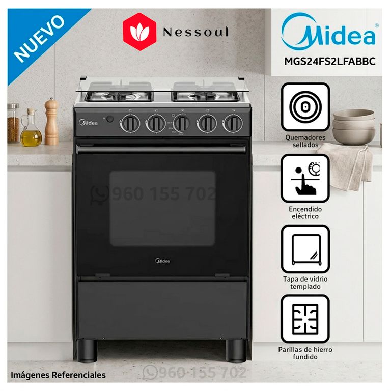 Cocina a Gas 4 Quemadores MGS24FS2LFABBC-PE NEGRO