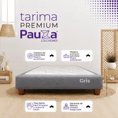 PAUZA - BASE BOX TARIMA 1.5 PLZ GRIS PATAS DE MADERA