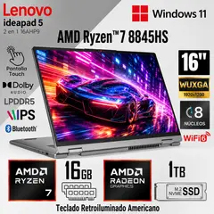 LENOVO - Laptop IdeaPad 5 2-en-1 Ryzen 7 8845HS 16GB 1TB SSD 16" WUXGA Touch 83DS0056US