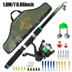 GENERICO - COMBO CAÑA DE PESCAR CON SEÑUELOS FISHING MILITAR 1.80 cm