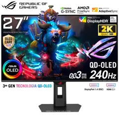 ASUS - Monitor ROG Strix OLED XG27AQDMES , 27 QHD, 240Hz, 0.03ms, G-Sync, HDR
