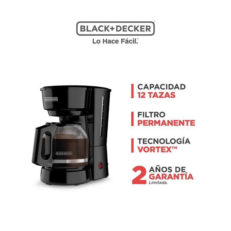 Cafetera BLACK+DECKER 12 Tazas Vortex Negro CM0916B-CL