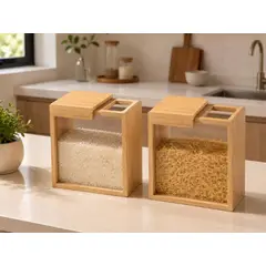 GENERICO - Set 3 Dispensadores de Cocina de Bambú 2KG