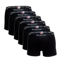 BOSTON - Pack X6 Bóxer Corto Negro Algodón