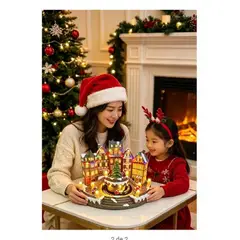 GENERICO - Villa Pueblo Navideño Árbol y trencito Giratorio Musical Luz Led