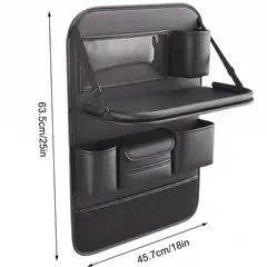 OEM - ORGANIZADOR PARA EL RESPALDO DEL ASIENTO DEL AUTO CON BANDEJA PLEGABLE Y MULTIBOLSILLOS