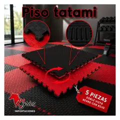 NO LOGO - PACK DE 5 PISOS TATAMI DE 1 X 1 METRO- ROJO/NEGRO