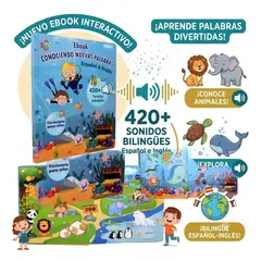 GENERICO - Libro Interactivo Audible Bilingüe Español & Inglés para Niños – Más de 420 sonidos