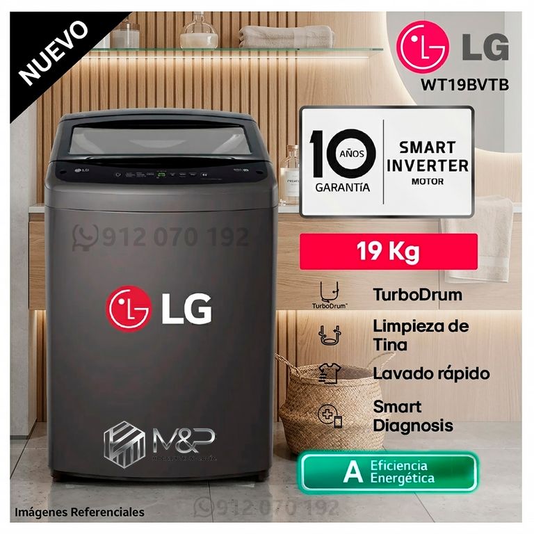 Lavadora 19 Kg Carga Superior Turbodrum WT19BVTB Negro Claro