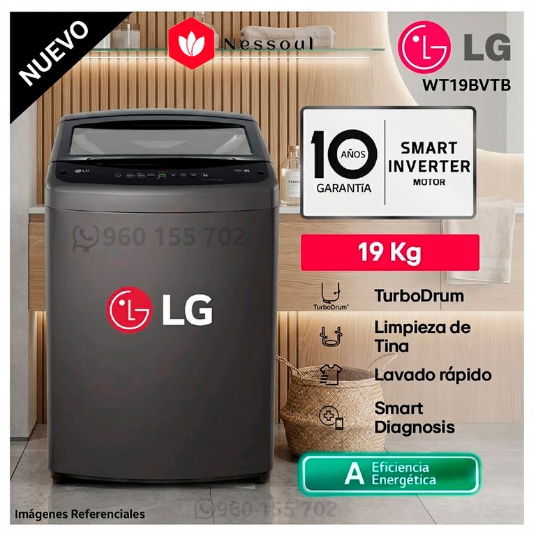 Lavadora 19 Kg Turbodrum Carga Superior WT19BVTB Negro Claro