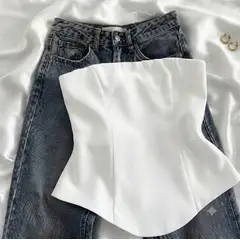 GENERICO - Blusa Strapless Blanco Elegante