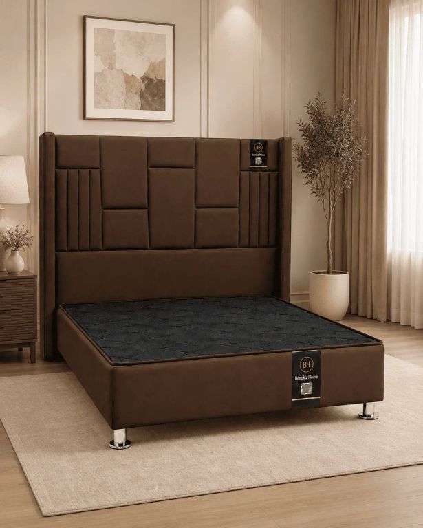 Cama Tapizada Siena + Base de Cama Kolpa 2 Plz - Chocolate
