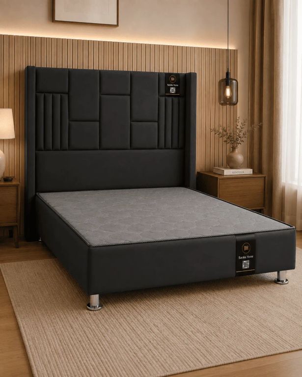 Cama Tapizada Siena + Base de Cama Kolpa 2 Plz - Gris Oscuro