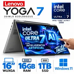 LENOVO - Yoga 7 16IML9 Core Ultra 7-155U, 16GB RAM, 1TB SSD, 16″ WUXGA Táctil, Windows 11.