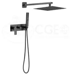 FRATELLI - MEZCLADORA DE DUCHA Y TELEFONO MINIMALISTA CUADRADO NEGRO FB047 BRONCE
