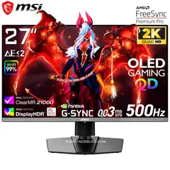 Msi - Monitor MAG 272QP QD-OLED X50, 27 WQHD, 500Hz, 0.03MS, G-Sync, FreeSync Premium Pro