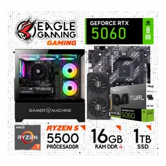 NVIDIA - Computadora PC Gamer AMD RYZEN 5 5500 + RTX 5060 8GB + RAM 16GB + SSD 1TB