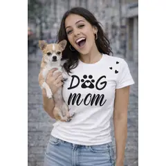 NEBULA - Polo Mujer Dog Mom - Blanco