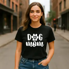 NEBULA - Polo Mujer Dog Mom - Negro