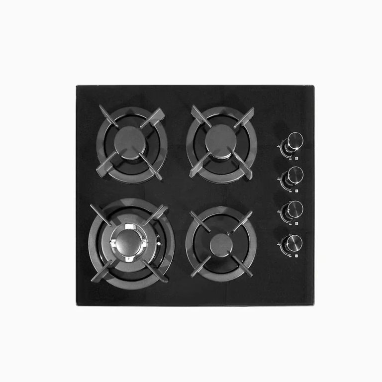 Encimera 4 Hornillas Gas GLP Vidrio Templado Negro 60 Cm