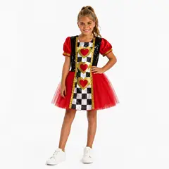GENERICO - REINA DE CORAZONES VESTIDO DISFRAZ PARA NIÑAS
