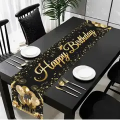 GENERICO - Camino de Mesa -Happy Birthday- 180x35 cm. Fiesta de Cumpleaños