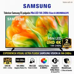 SAMSUNG - Televisor 55 Pulgadas MINI LED 144- 240Hz Vision IA UHD 4K UN55M80HAGXPE + 2 Años Garantía