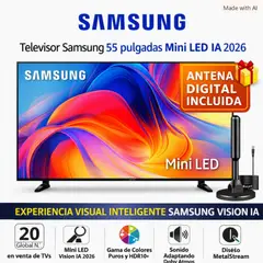 SAMSUNG - Televisor 55 Pulgadas MINI LED Vision IA UHD 4K UN55M70HAGXPE + Antena Digital Gratis (2026)