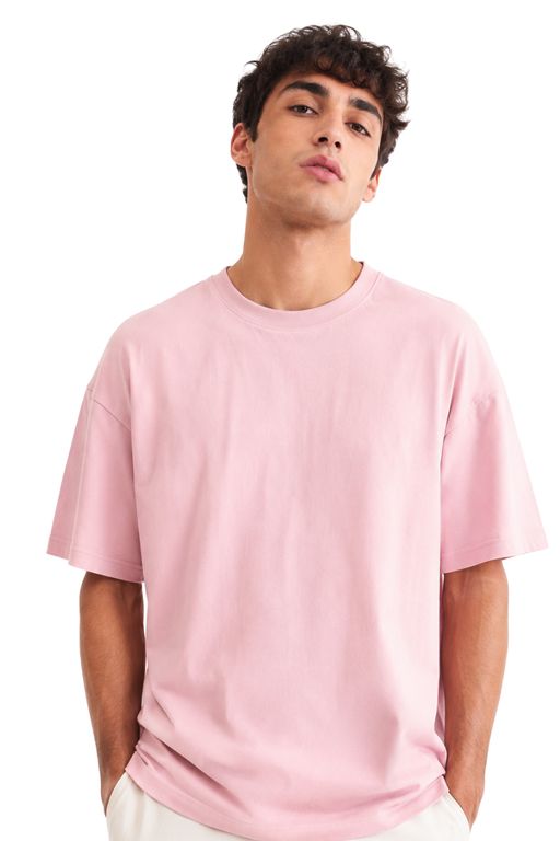 Polo Oversize Basico Algodon Hombre Rosado Claro