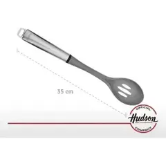 HUDSON - Cuchara Calada de Nylon Gris con Mango de Acero Inoxidable