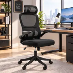 KOMSUM - Silla Ergonómica Escritorio Oficina Giratoria Soporte Lumbar Turin Negro