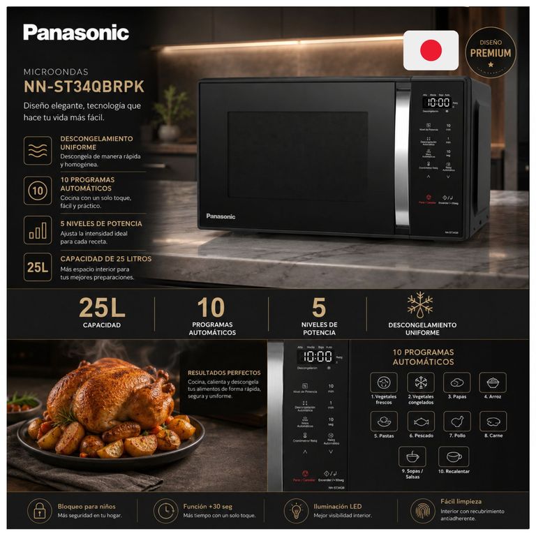 Microondas NN-ST34QBRPK 25L 900W Digital