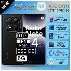 XIAOMI - Celular Redmi Note 14 PRO 5G 6.6" Pulg. 8GB RAM 256GB - Negro