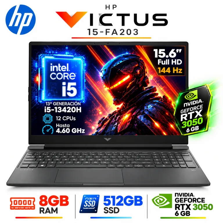 HP  Victus 15‑FA2013 Core i5-13420H, 8GB RAM, 512GB SSD, RTX