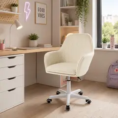 BUCKINGHAM - Silla Giratoria de Escritorio Oficina Soft - Crema