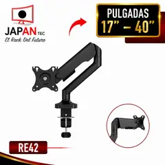 JAPANTEC EL RACK DEL FUTURO - Brazo Soporte Articulado para Monitor 17 a 40 Pulgadas JAPANTEC RE42 Negro