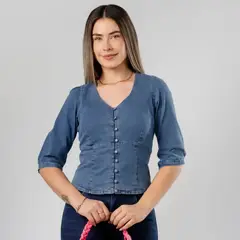 NANAMIKA JEANS - Blusa Jean Liviano Stretch Manga 3/4 Mujer April